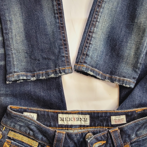 MEK USA DNM Designer Denim Jeans Gold Accent Niort Straight Leg Size 25x34 - Picture 9 of 15